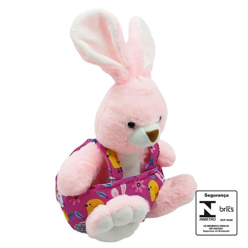 Coelho De Pelúcia com Cesta 20cm Poliéster Fizzy