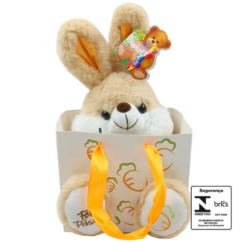 Coelho De Pelúcia Sacolinha 20cm em Poliester Fizzy