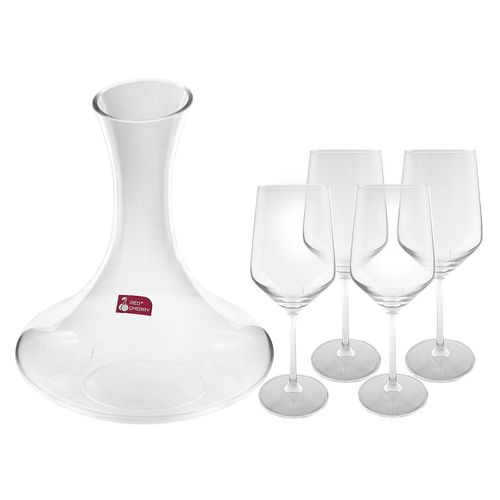 Decanter de Vinho e 4 Taças 500ml em Vidro FlashGoods
