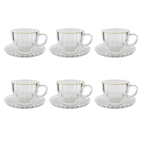 Jogo De Xícaras Oxford 200ml 12 Peças em Vidro Kehome