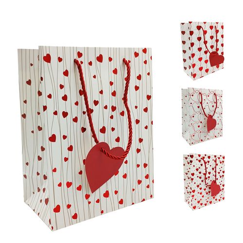 Sacola P/ Presente Coração 23x18cm em Papel Amigold