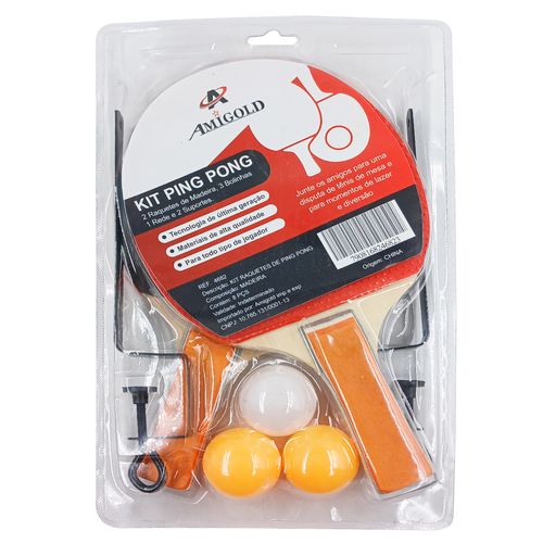 Jogo de Ping Pong 5 Peças em Madeira Amigold