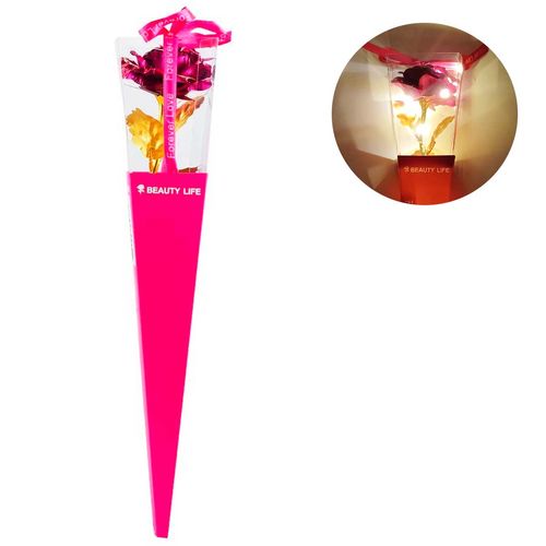 Rosa Eterna C/Led Decotariva 36cm em Plástico Taimes