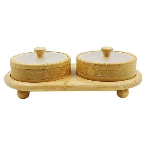 Jogo De Petisqueira 3 Peças 22x11,5x5,5cm em Bambu Y888