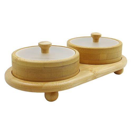 Jogo De Petisqueira 3 Peças 22x11,5x5,5cm em Bambu Y888