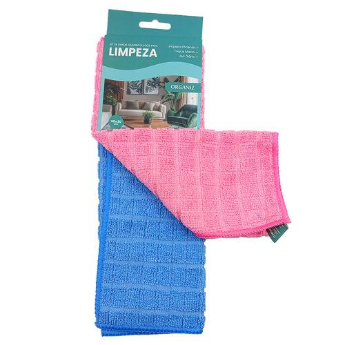 Kit Pano Microfibra 30x30cm 2 Peças em Poliéster Kehome