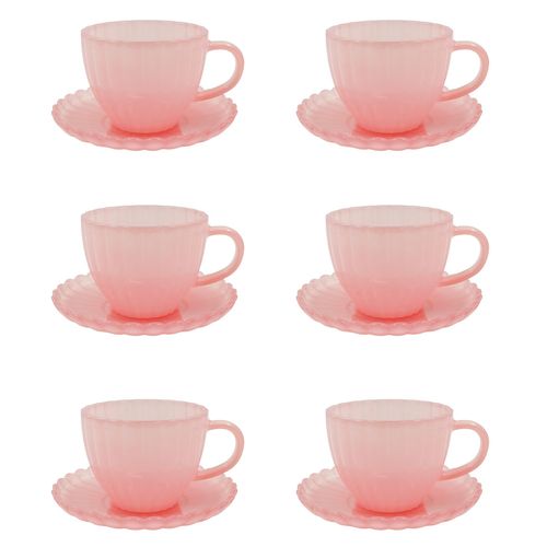 Jogo De Xícaras Aura 200ml 12 Peças em Vidro Kehome