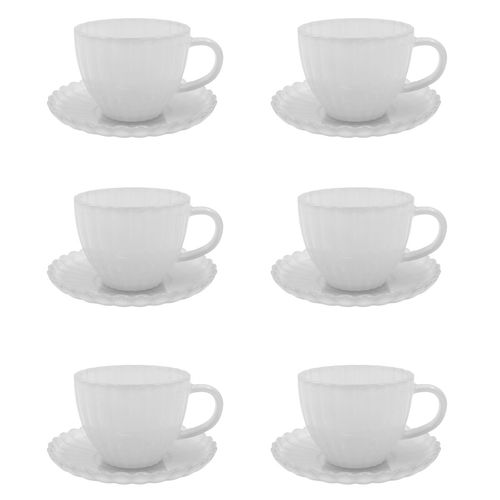 Jogo De Xícaras Aura 200ml 12 Peças em Vidro Kehome