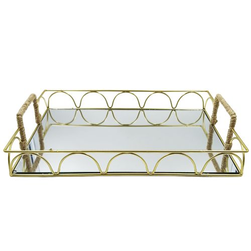 Bandeja Espelhada Decorativa 35x24cm em Ferro Dcarte