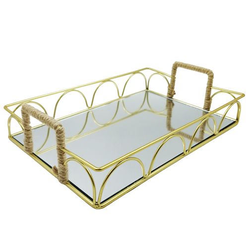 Bandeja Retangular Espelhada 27x19cm em Ferro Dcarte