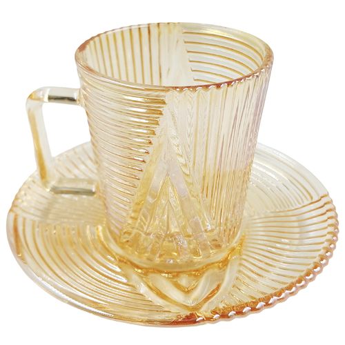Jogo De Xícaras Imperial Âmbar 90ml 12 Peças em Vidro Amigold