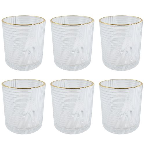 Jogo De Copos Imperial Ouro 6 Peças 320ml em Vidro Amigold
