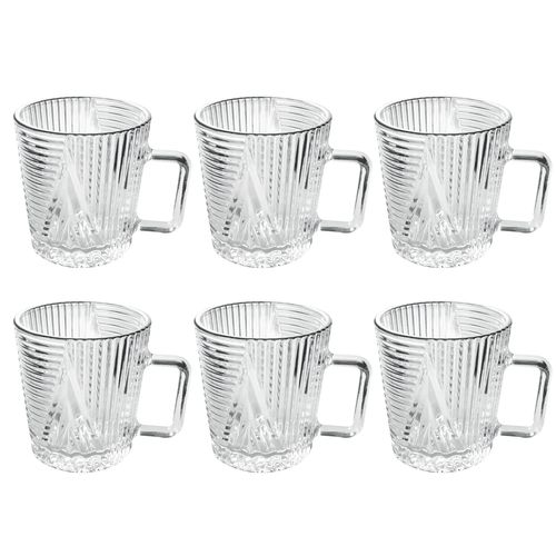 Jogo De Canecas Imperial Clear 200ml 6 Peças em Vidro Amigold