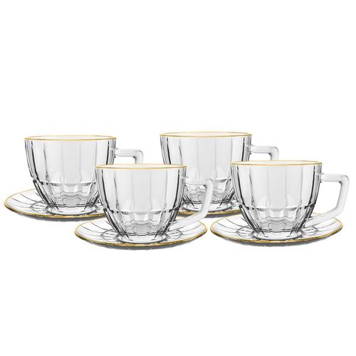 Jogo De Xícaras Cristalle 90ml 8 Peças em Vidro Hauskraft
