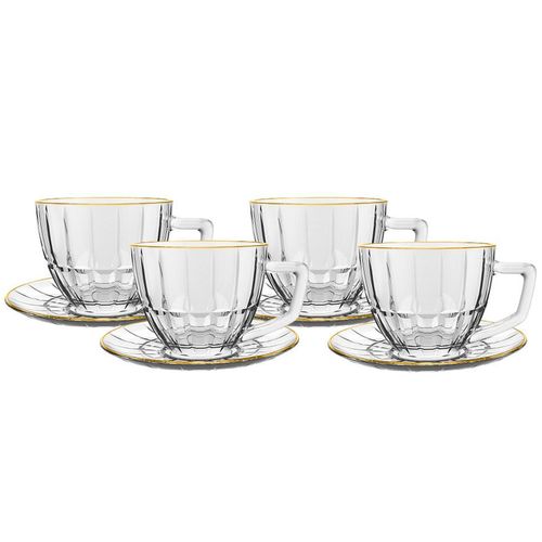 Jogo de Xícaras Cristalle 8 Peças 250ml em Vidro Hauskraft