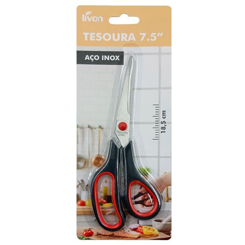 Tesoura Multiuso 18,5cm em Aço Inox Livon