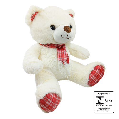 Urso De Pelúcia C/ Cachecol 41cm em Poliéster Fizzy