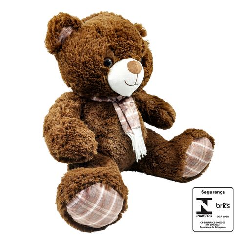 Urso De Pelúcia C/ Cachecol 41cm em Poliéster Fizzy