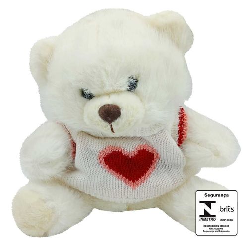 Urso De Pelúcia C/ Suéter 20cm em Poliéster Fizzy