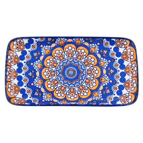 Bandeja Decorativa Estampada 20,5x11cm em Porcelana Pracaza