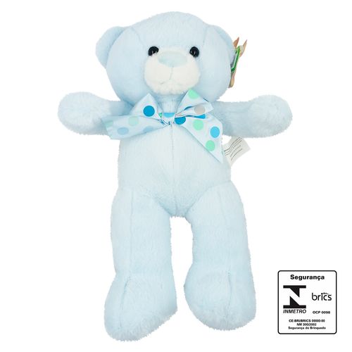 Urso De Pelúcia C/ Laço 25cm em Poliéster Fizzy