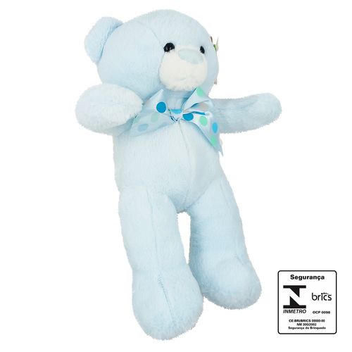 Urso De Pelúcia C/ Laço 25cm em Poliéster Fizzy