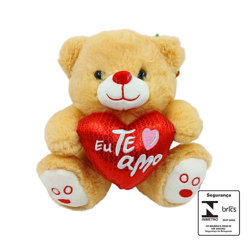Urso de Pelúcia Eu Te Amo 22cm em Poliéster Fizzy