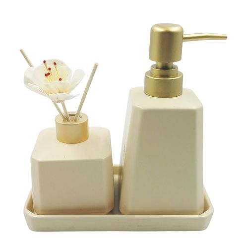 Kit De Banheiro 3 Peças em Porcelana Fu Xing