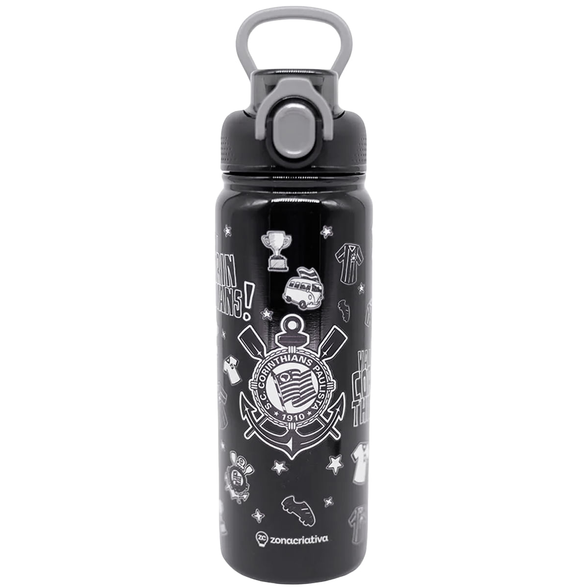Garrafa Térmica Corinthians 650ml em Aço Inox Zona Criativa
