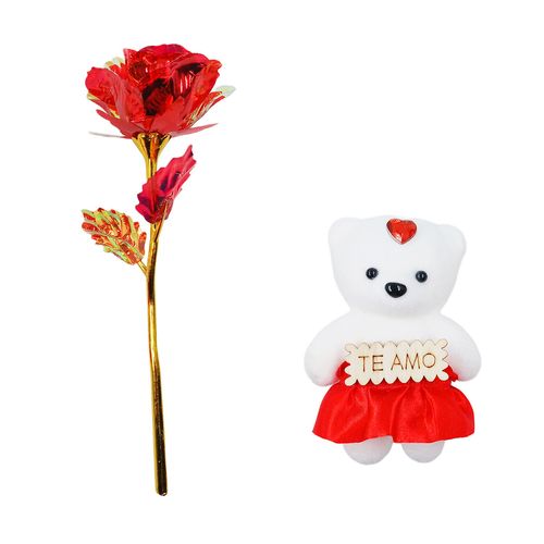 Rosa Decorativa C/ Urso 28x7x7cm em Plástico Amigold
