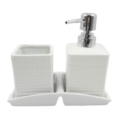 Kit de Banheiro Pilar 3 Peças em Porcelana Fu Xing