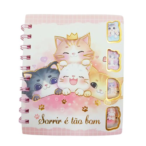 Caderno Gatinhos 14,7x12,2cm 80 Folhas em Papel Dcarte