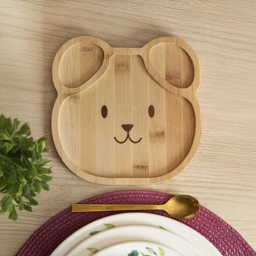 Prato Infantil Urso 20x1,2cm em Bambu Lyor