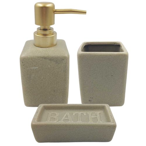 Kit de Banheiro 3 Peças em Porcelana Fu Xing