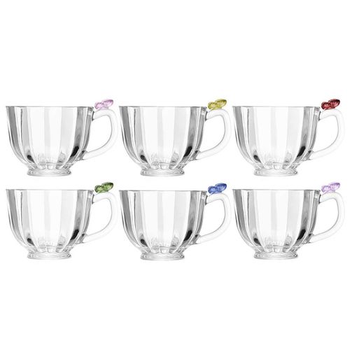 Jogo de Xícaras Fairy Butterfly 6 Peças 80ml em Cristal Lyor