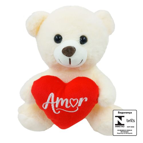 Urso de Pelúcia Coração Love 20cm Fizzy