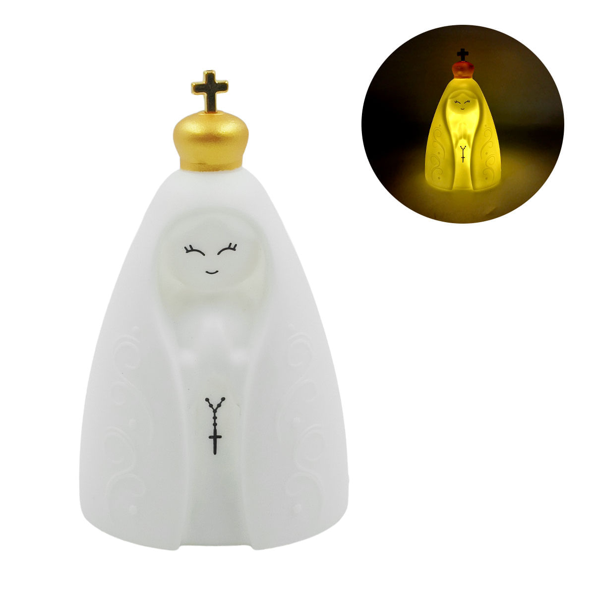 Luminária Nossa Senhora Aparecida Decorativa 14cm em Plástico Taimes