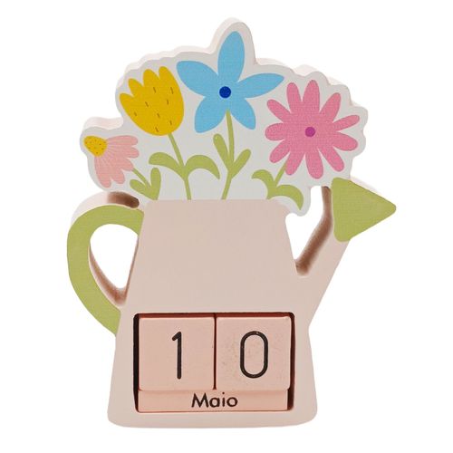 Calendário de Mesa Casa 13x11cm em Madeira Lila Home