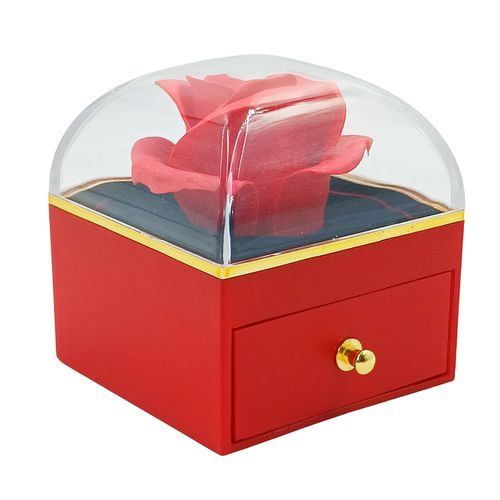 Caixa Porta Joias Rosa 7x7x7,5cm em Plástico Dcarte