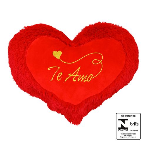 Almofada Coração de Pelúcia Te Amo 46x35cm em Poliéster HSU HSIEH
