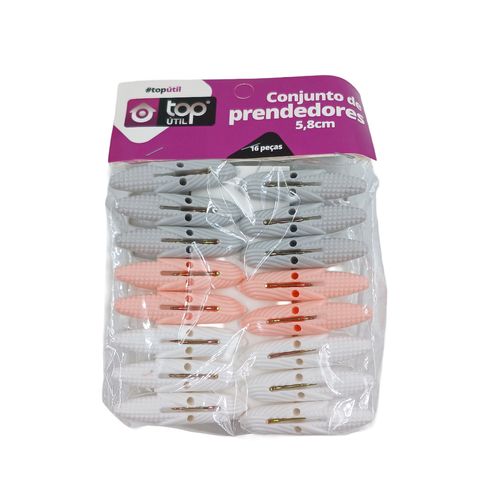 Jogo de Prendedor 16 Peças 6x1cm em Plastico Top Util