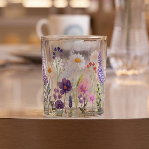 Jogo De Porta Velas Aroma de Jardim 7x6cm em Vidro Wolff