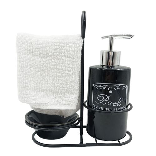 Kit Banheiro C/ Suporte 3 Peças em Porcelana Rio de Ouro