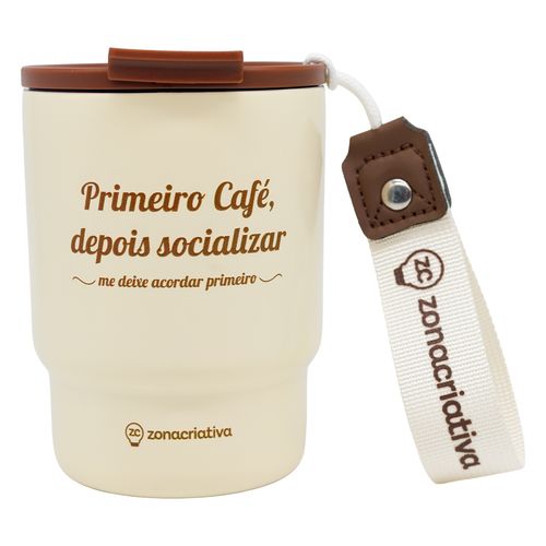 Copo C/ Tampa To Go Café 400ml em Inox Zona Criativa