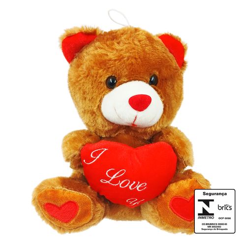 Urso de Pelúcia I Love You 20cm em Poliéster DCarte