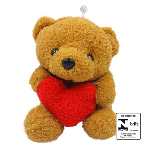 Urso de Pelúcia Coração 17cm em Poliéster DCarte