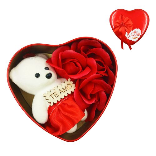 Kit Lata Coração C/ Pelúcia em Metal Dcarte