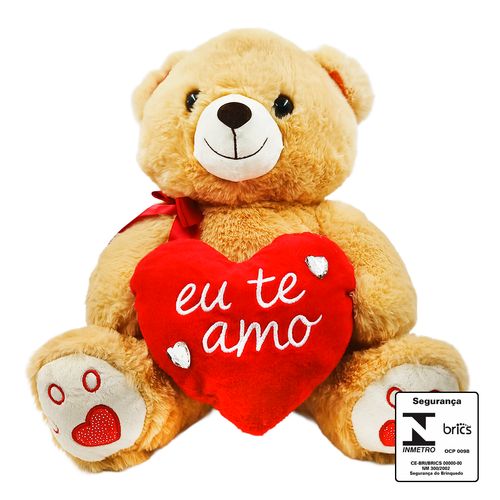 Urso de Pelúcia Eu Te Amo 36cm em Poliéster Fizzy