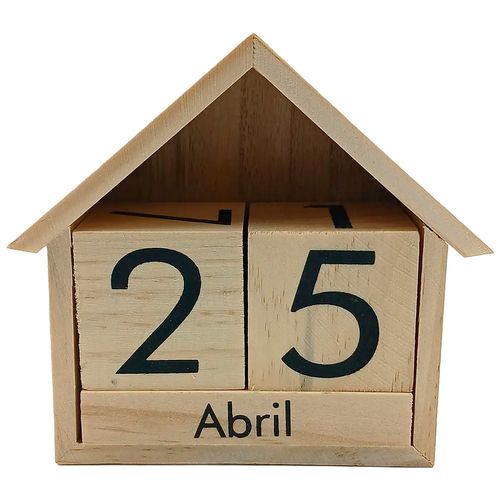 Calendário de Mesa Casa 14,5cm em Madeira Interponte