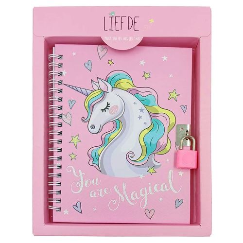 Diário Unicórnio C/ Cadeado 17,4x11,2cm em Papel Interponte